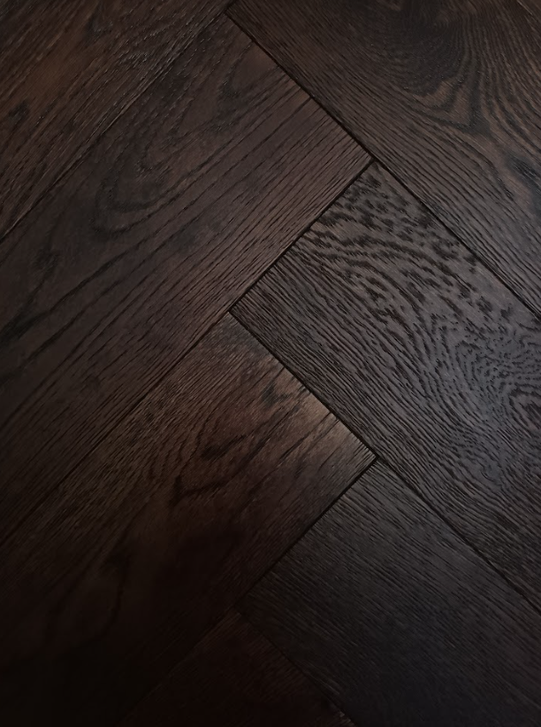 Herringbone Brushed Coffee Engineered Oak 15 x 3 x 120 x600Wood Flooring (Prime Grade)