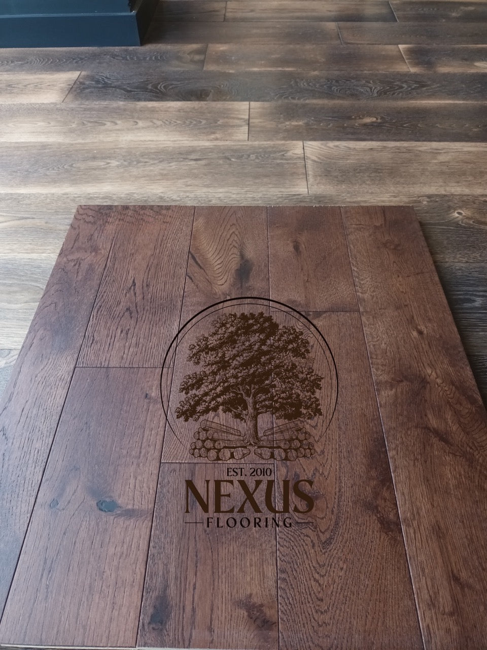 14mm x 3mm x 125mm Smoked Brushed Caramel Lacquered Engineered Oak Wood Flooring