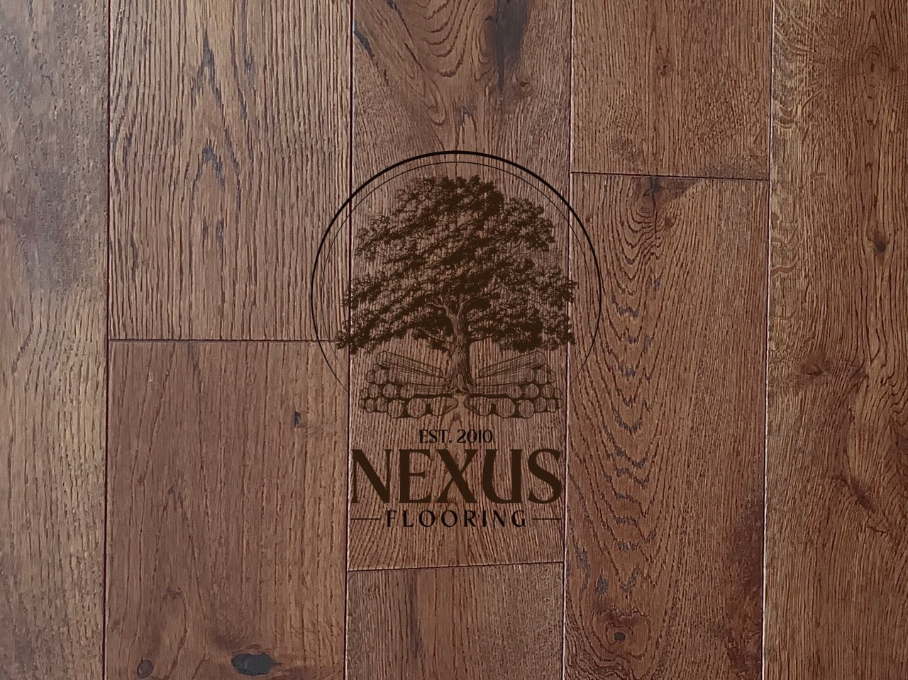14mm x 3mm x 125mm Smoked Brushed Caramel Lacquered Engineered Oak Wood Flooring