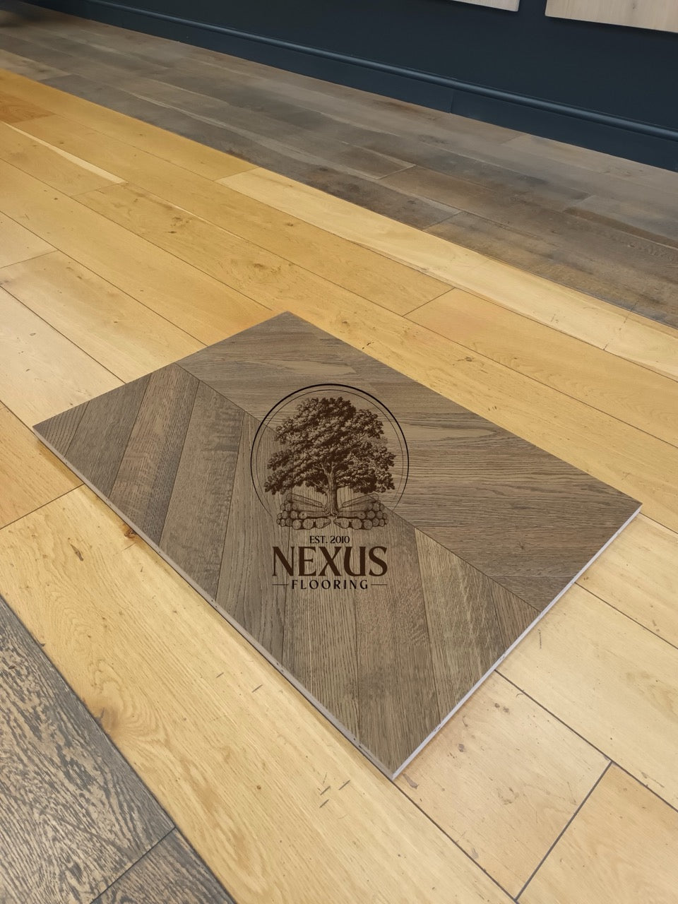 Engineered Chevron 14mm x3mm x90mm x510mm Oak Textured Dark Brown Flooring