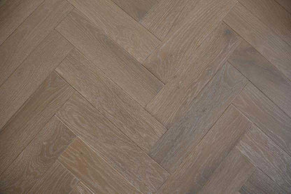 Solid Grey Washed Parquet Herringbone Block Oak 18 x 70