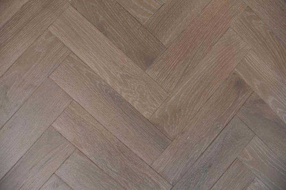 Solid White Washed Parquet Herringbone Block Oak 18 x 70