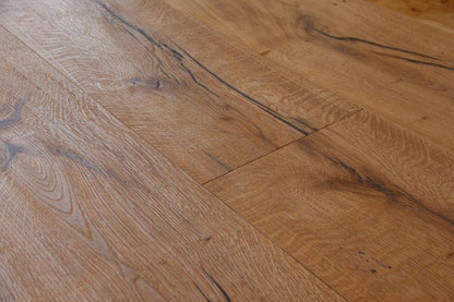 18mm x 4mm x 300mm Engineered Natural Distressed Brushed Waxed Oak Wood Flooring