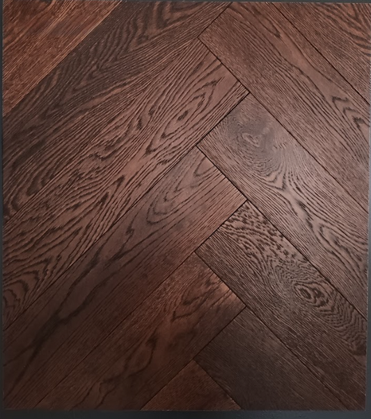 Herringbone Brushed Coffee Engineered Oak 15 x 3 x 120 x600Wood Flooring (Prime Grade)