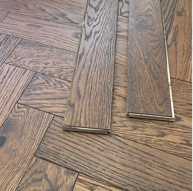 Engineered Herringbone 10mm x 3mmx 90mm x450mm  Whiskey Oak