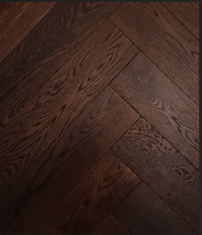 Herringbone Brushed Coffee Engineered Oak 15 x 3 x 120 x600Wood Flooring (Prime Grade)