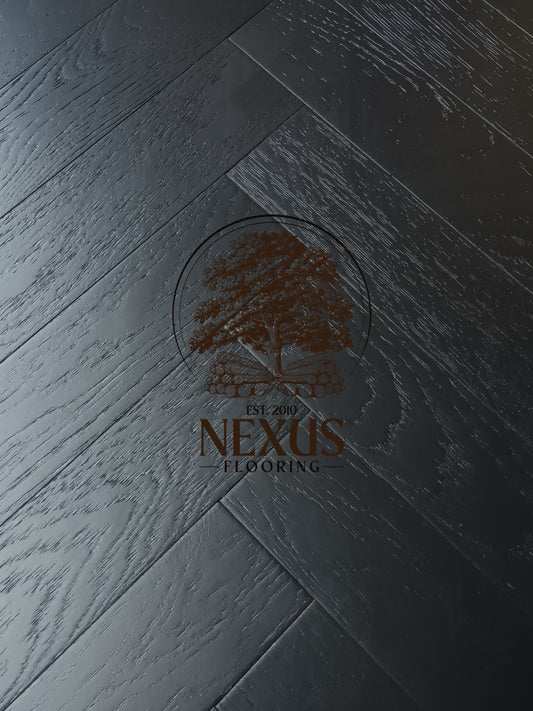 Herringbone Charcoal Black Engineered Oak 10mm x3mm x90mm x450mm Wood Flooring