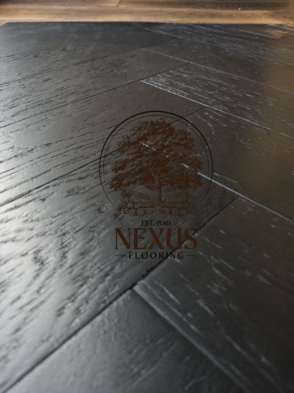 Herringbone Charcoal Black Engineered Oak 10mm x3mm x90mm x450mm Wood Flooring
