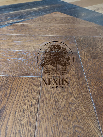 Herringbone Brushed Caramel Engineered Oak 15x 3×120 x600 Wood Flooring (Prime Grade)