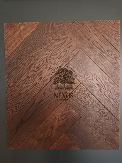 Herringbone Brushed Coffee Engineered Oak 15 x 3 x 120 x600Wood Flooring (Prime Grade)
