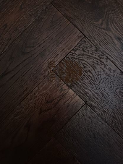 Herringbone Brushed Coffee Engineered Oak 15 x 3 x 120 x600Wood Flooring (Prime Grade)