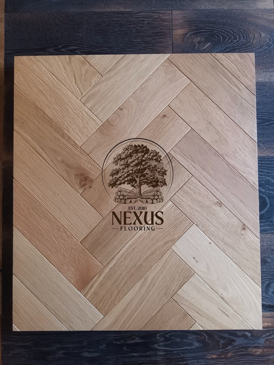 Engineered Brushed Oiled  Parquet Herringbone Block Oak 18mm x4mm x90mmx400mm