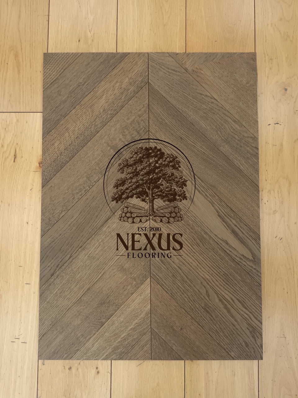 Engineered Chevron 14mm x3mm x90mm x510mm Oak Textured Dark Brown  Flooring