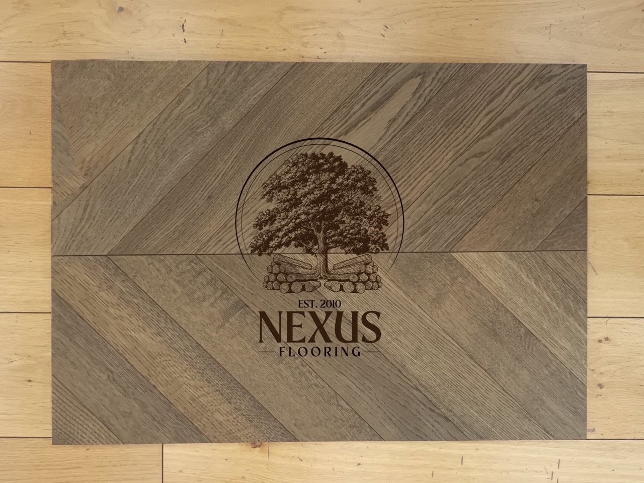 Engineered Chevron 14mm x3mm x90mm x510mm Oak Textured Dark Brown  Flooring