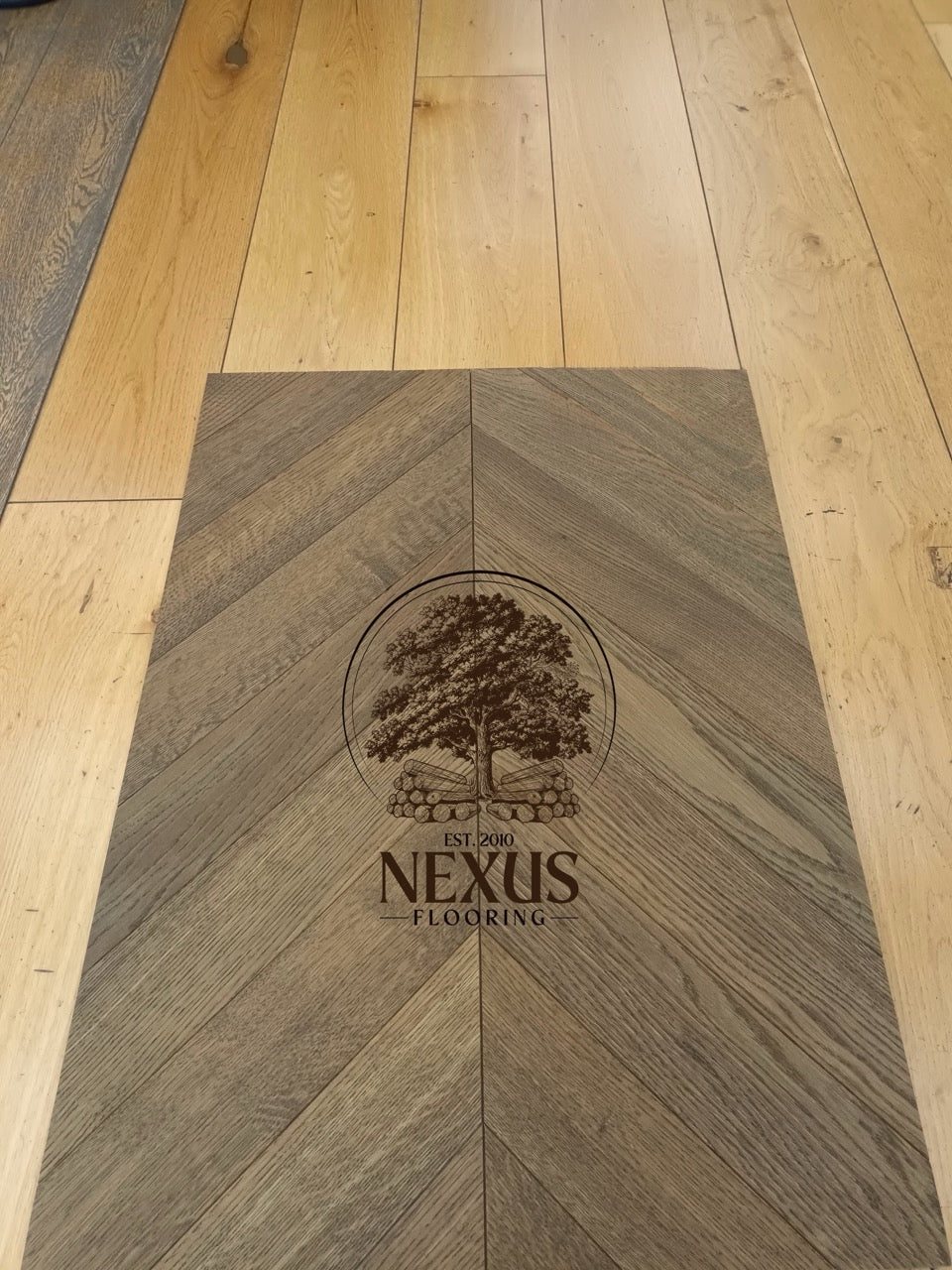 Engineered Chevron 14mm x3mm x90mm x510mm Oak Textured Dark Brown  Flooring