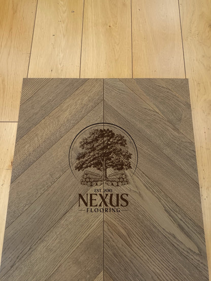 Engineered Chevron 14mm x3mm x90mm x510mm Oak Textured Dark Brown  Flooring