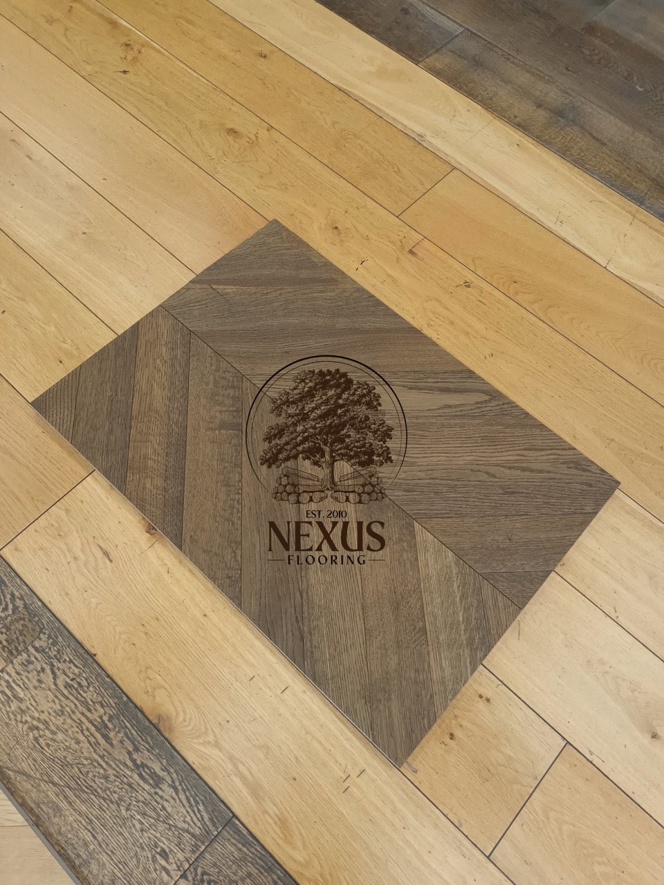 Engineered Chevron 14mm x3mm x90mm x510mm Oak Textured Dark Brown  Flooring