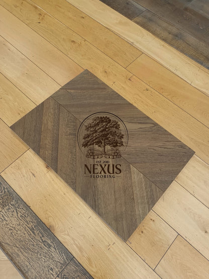 Engineered Chevron 14mm x3mm x90mm x510mm Oak Textured Dark Brown  Flooring