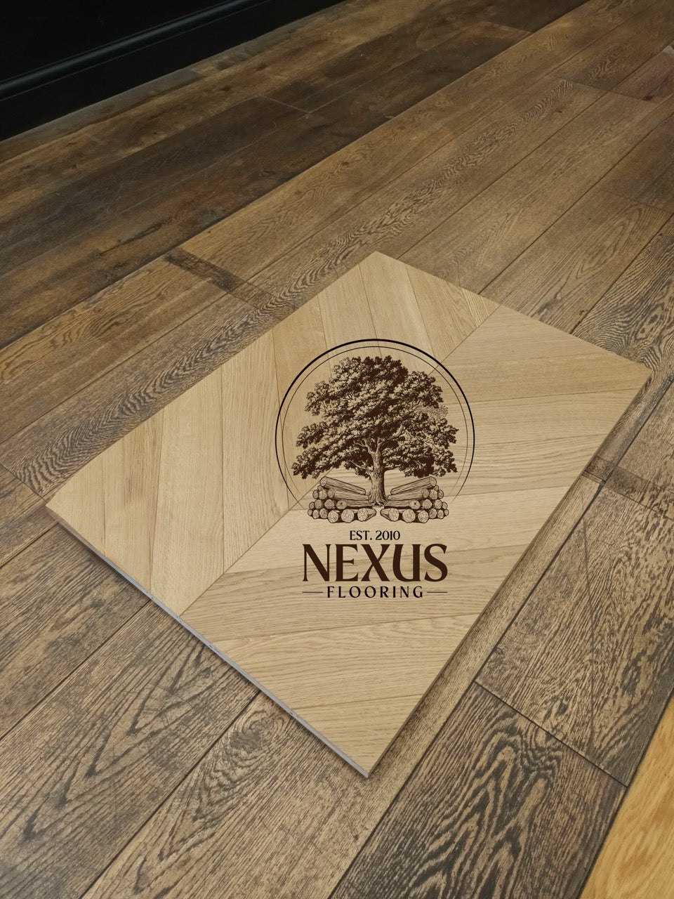 Engineered Chevron 14mm x3mm x90mm x510mm Oak Natural Brushed Matt Lacquered ABC