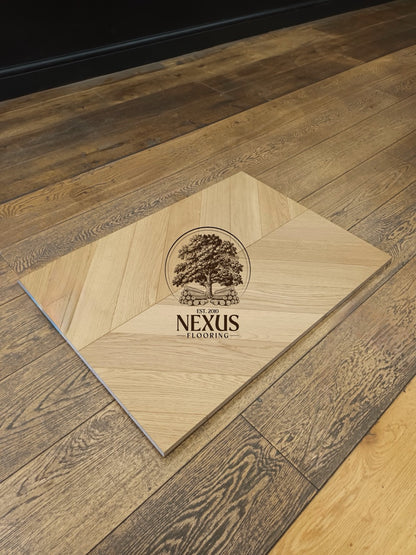 Engineered Chevron 14mm x3mm x90mm x510mm Oak Natural Brushed Matt Lacquered Prime Grade