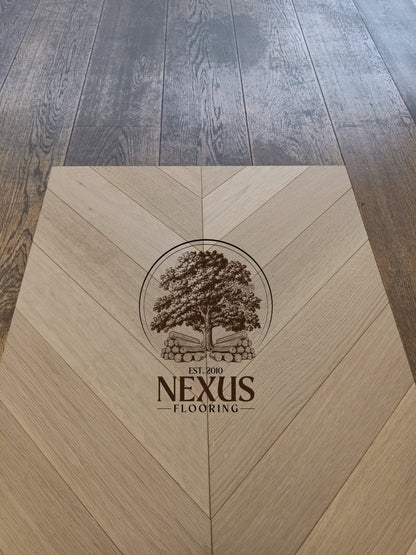 Engineered Oak Chevron 14mm x3mm x90mm x510 Invisible Oiled Lightly Brushed Matt Lac Prime Grade