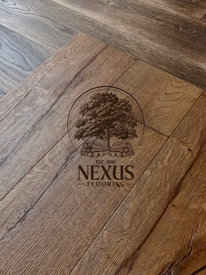 20mm x 6mm x 190mm Distressed Brown Engineered Oak Wood Flooring