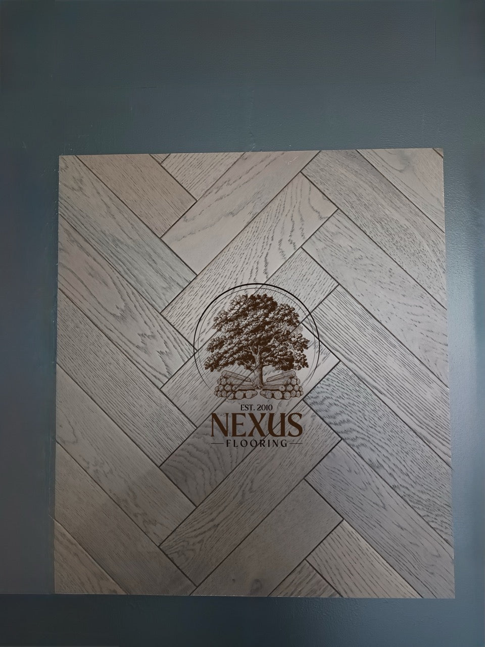 Engineered Herringbone 18mm x90mm x400mm,Gaxaly Grey Bark  (Brushed Matt Lac)