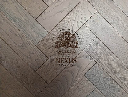 Engineered Herringbone 18mm x90mm x400mm,Gaxaly Grey Bark  (Brushed Matt Lac)