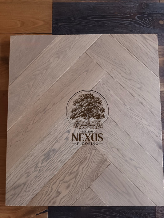 Herringbone Grey Washed Lacquered Engineered Oak 15 x 3 x 120 x 600 Wood Flooring