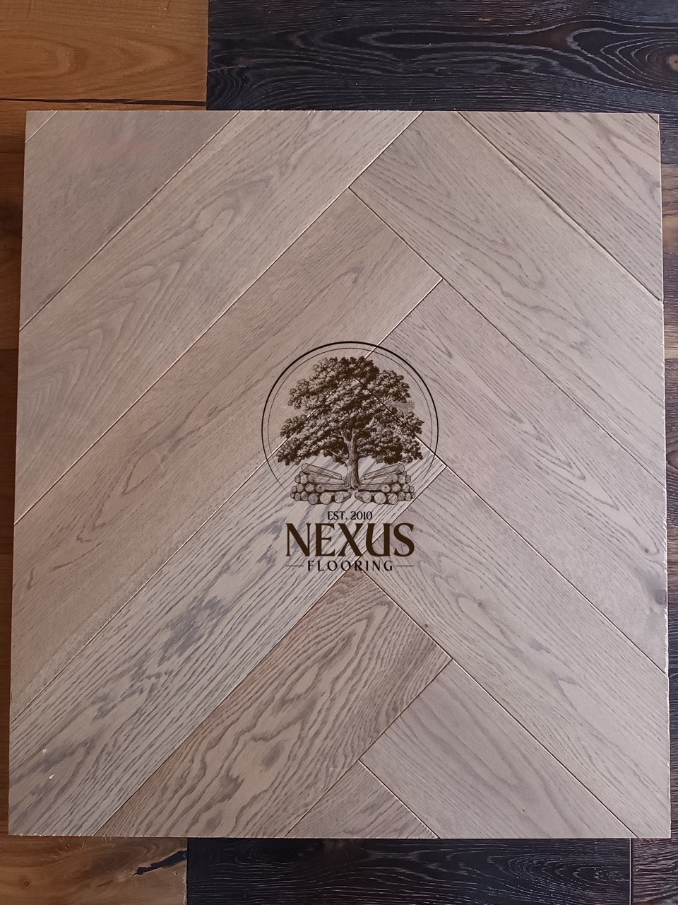 Herringbone Grey Washed Lacquered Engineered Oak 15 x 3 x 120 x 600 Wood Flooring