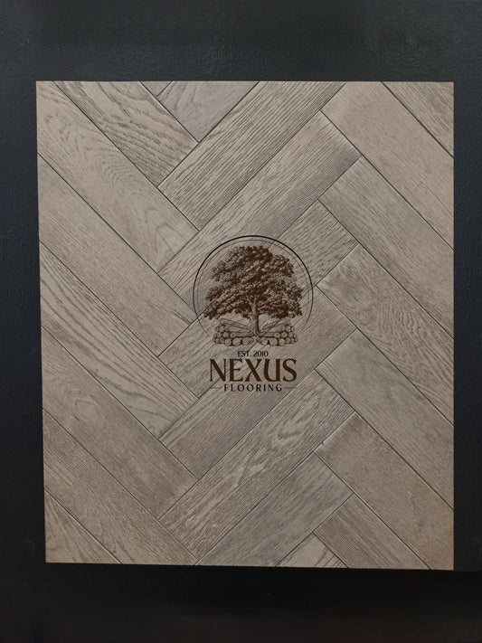 Engineered Herringbone 18mm x4mm x80mmx300mm, Hanwell Grey (Brushed Matt Lac)