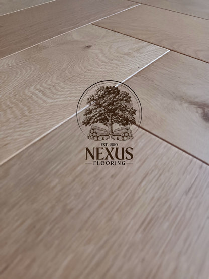 Parquet Herringbone Lacquered Oak 18mm x 4mm x 90mm x 400mm