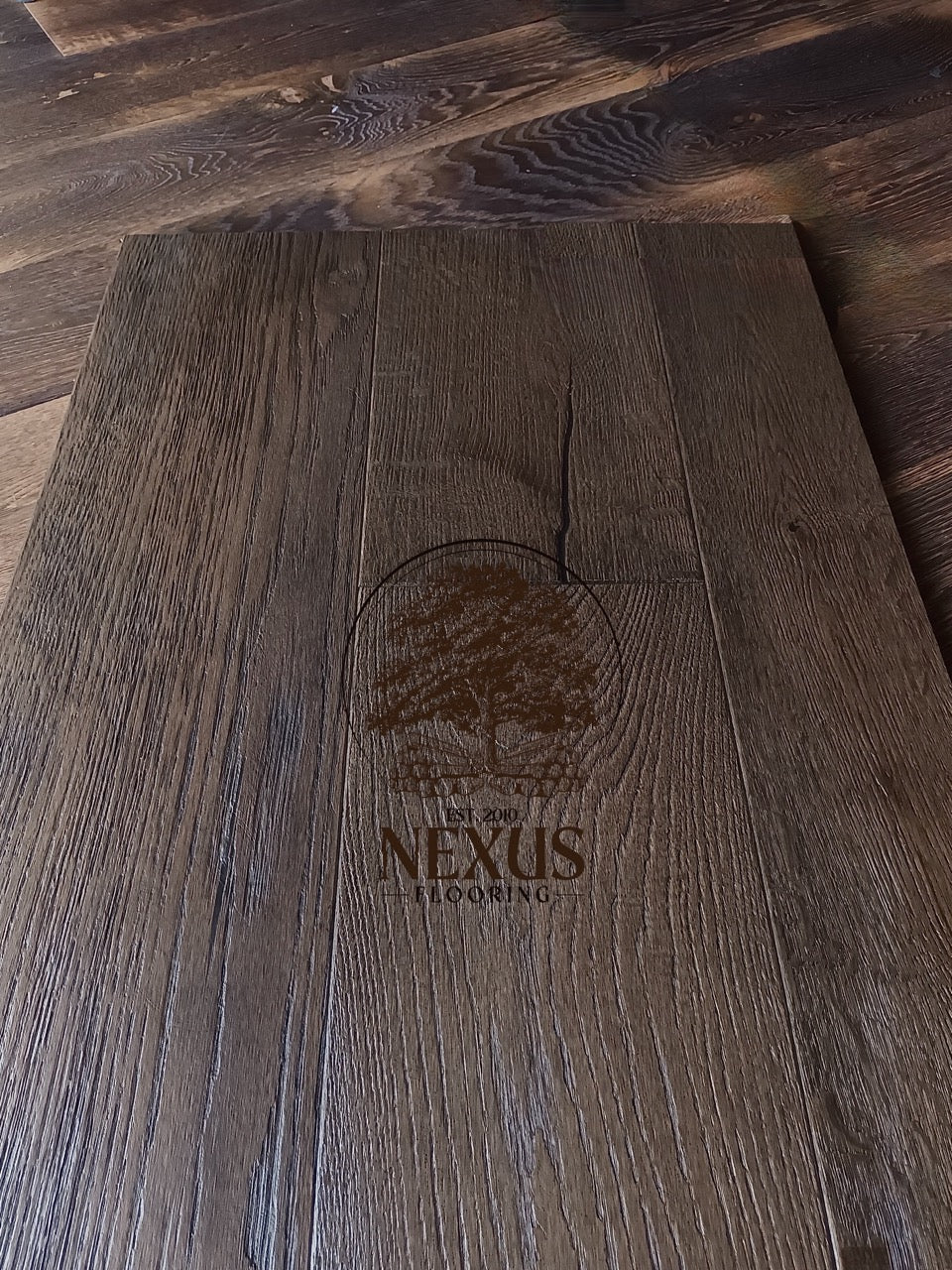 Engineered 15mm x4mm x 220mmm Dark Distressed Oak Flooring