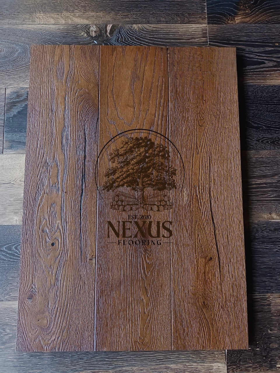 Engineered 14mm x3mm x 190 Distressed Antique Brown Oak