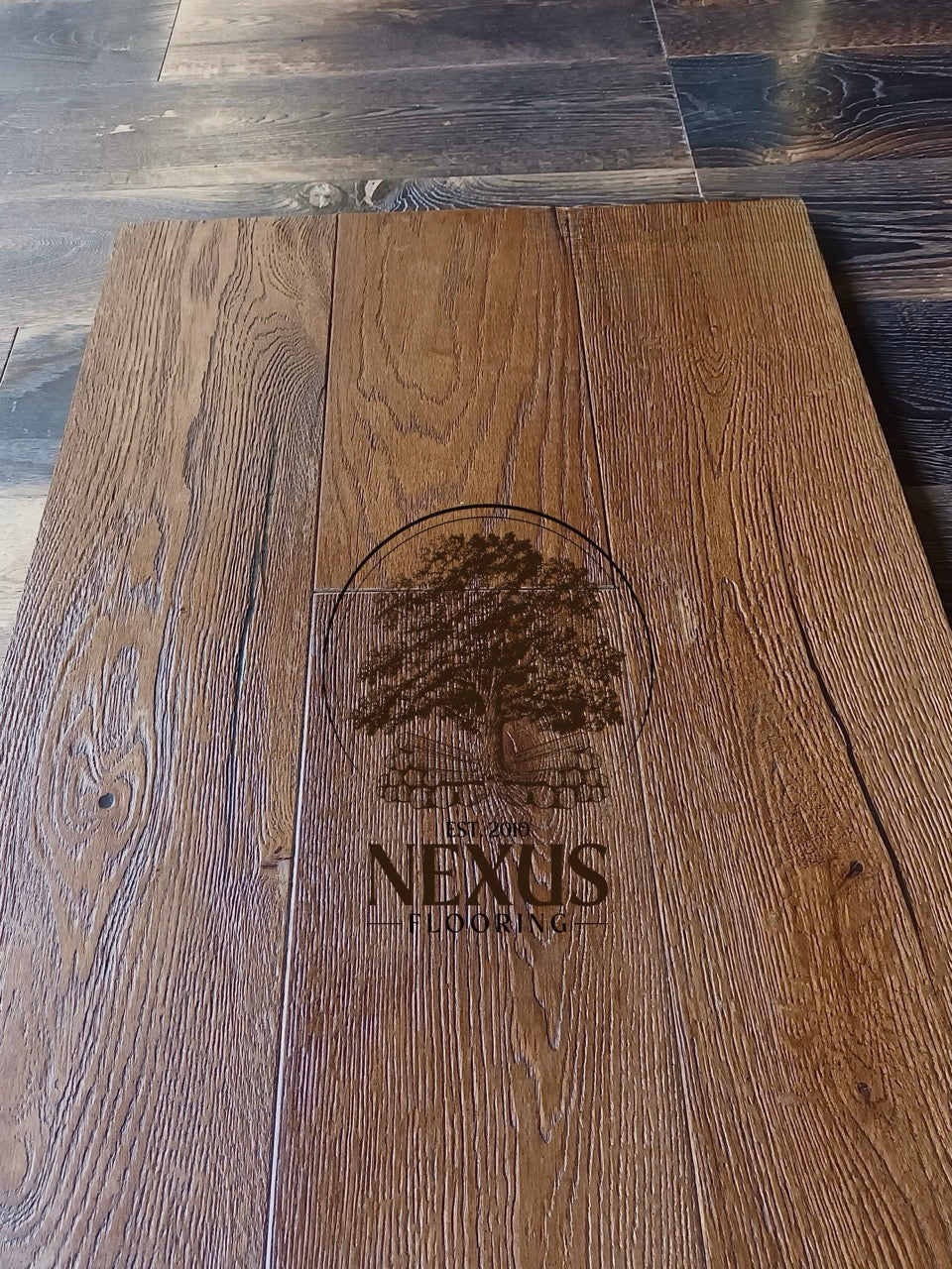 Engineered 14mm x3mm x 190 Distressed Antique Brown Oak