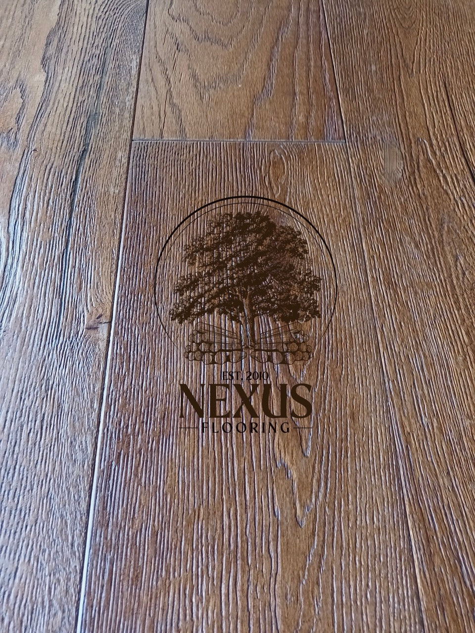 Engineered 14mm x3mm x 190 Distressed Antique Brown Oak