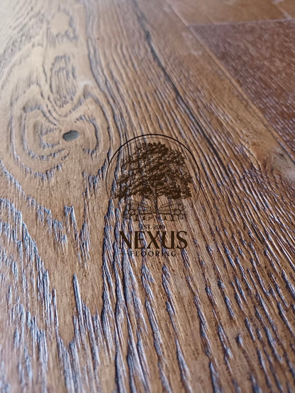 Engineered 14mm x3mm x 190 Distressed Antique Brown Oak