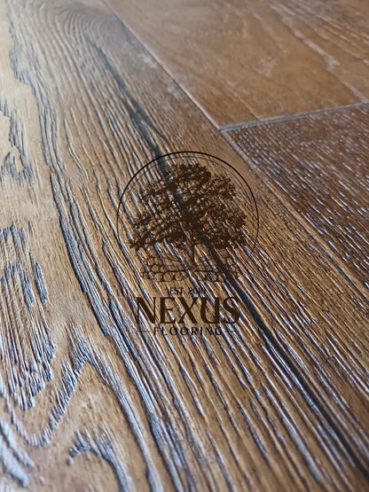 Engineered 14mm x3mm x 190 Distressed Antique Brown Oak