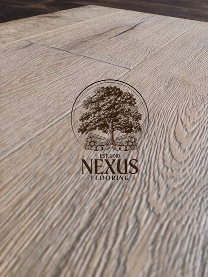 Engineered 15mm x4mm x 220 Distressed Light Grey Oak Flooring