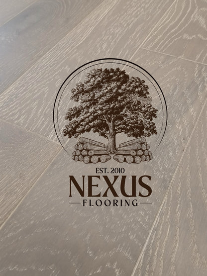 Engineered 13mmx 3mm x125mm  Pebble Grey Brushed Lacquered Oak