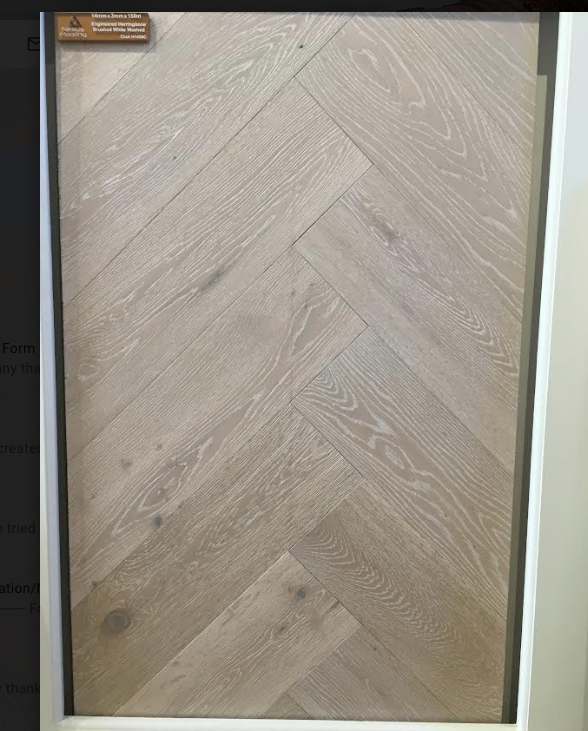 Brushed White Lacquered Herringbone Engineered Oak 14 x 3 x 150 Wood Flooring