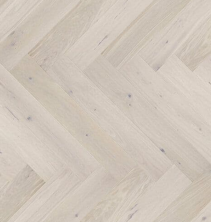 Brushed White Lacquered Herringbone Engineered Oak 14 x 3 x 110 x 660mm Wood Flooring (2064)