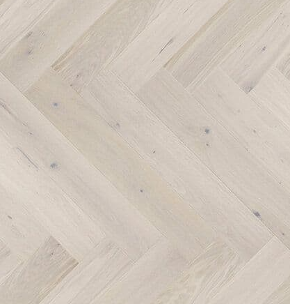 Brushed White Lacquered Herringbone Engineered Oak 14 x 3 x 110 x 660mm Wood Flooring (2064)