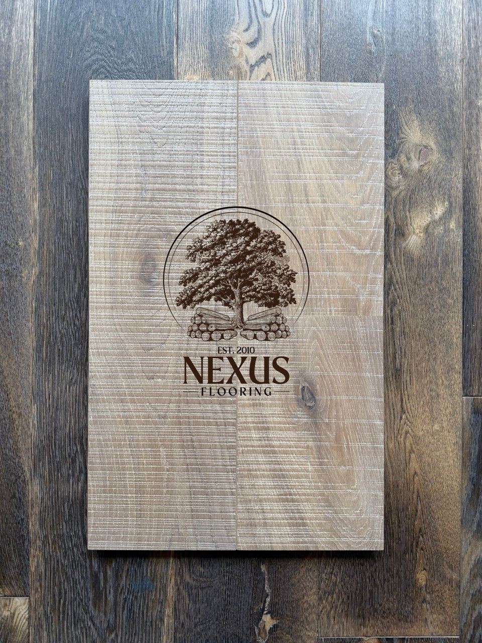 Engineered 14mm x3mm x190mm x1900mm  Light Brown Smoked band Saw Mark UV Lacquered