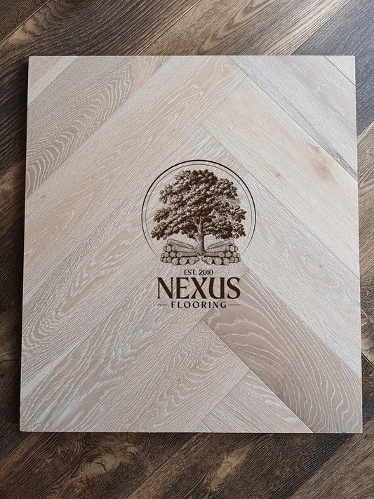 White Washed Lacquered Herringbone Engineered Oak 15mm x 3mm x 120mm x 600mm Wood Flooring(Prime Grade)